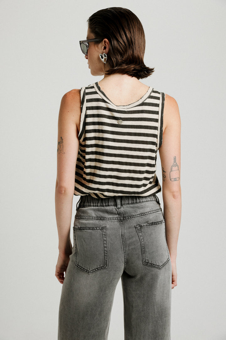 Vaycay Black Striped Tank