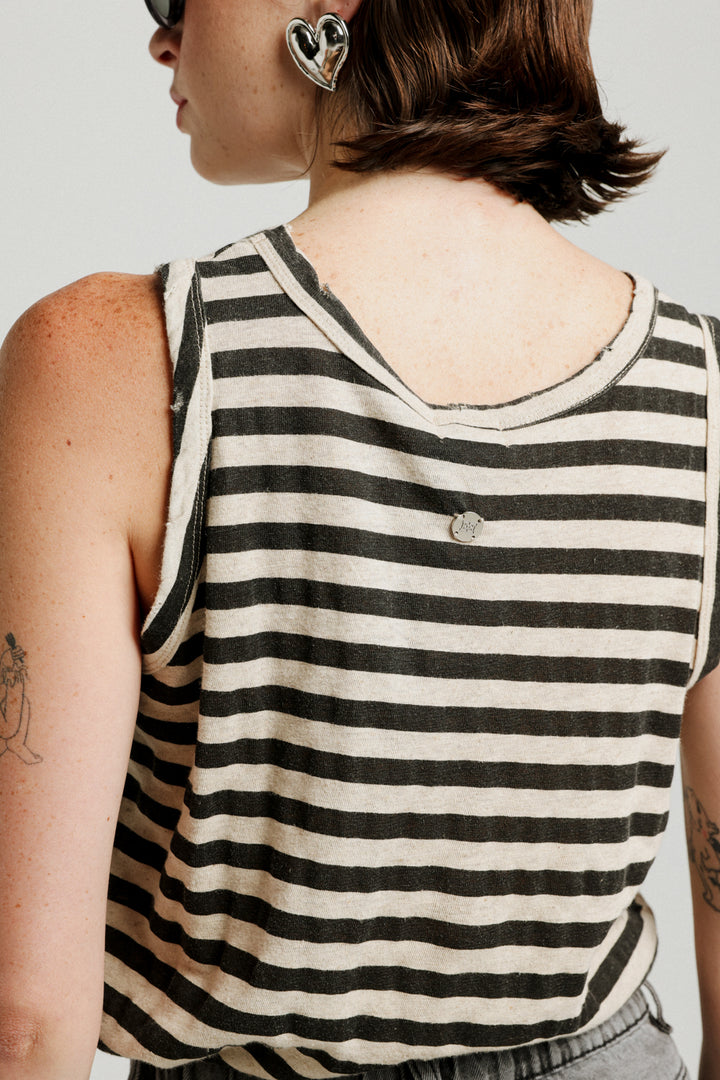 Vaycay Black Striped Tank