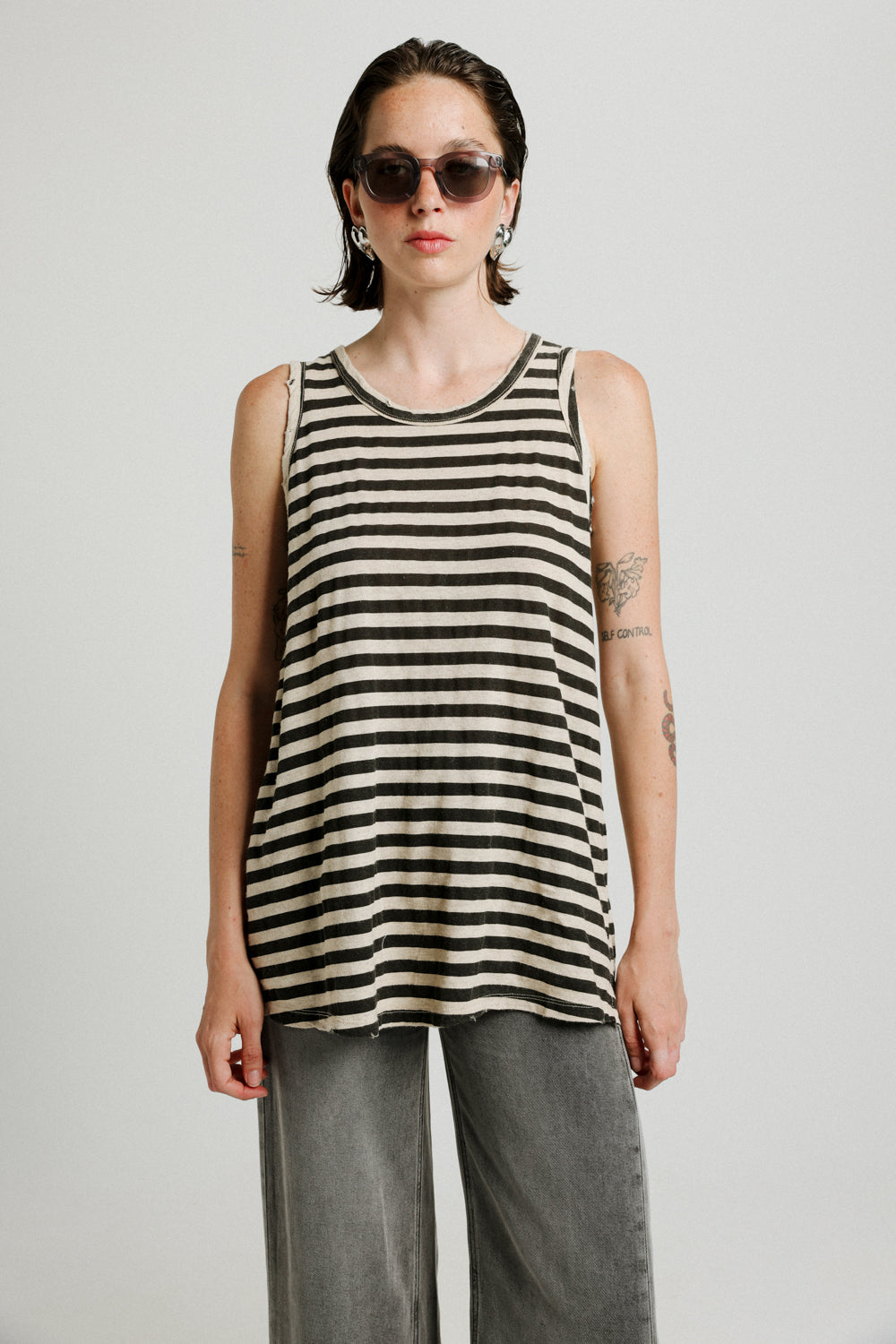 Vaycay Black Striped Tank