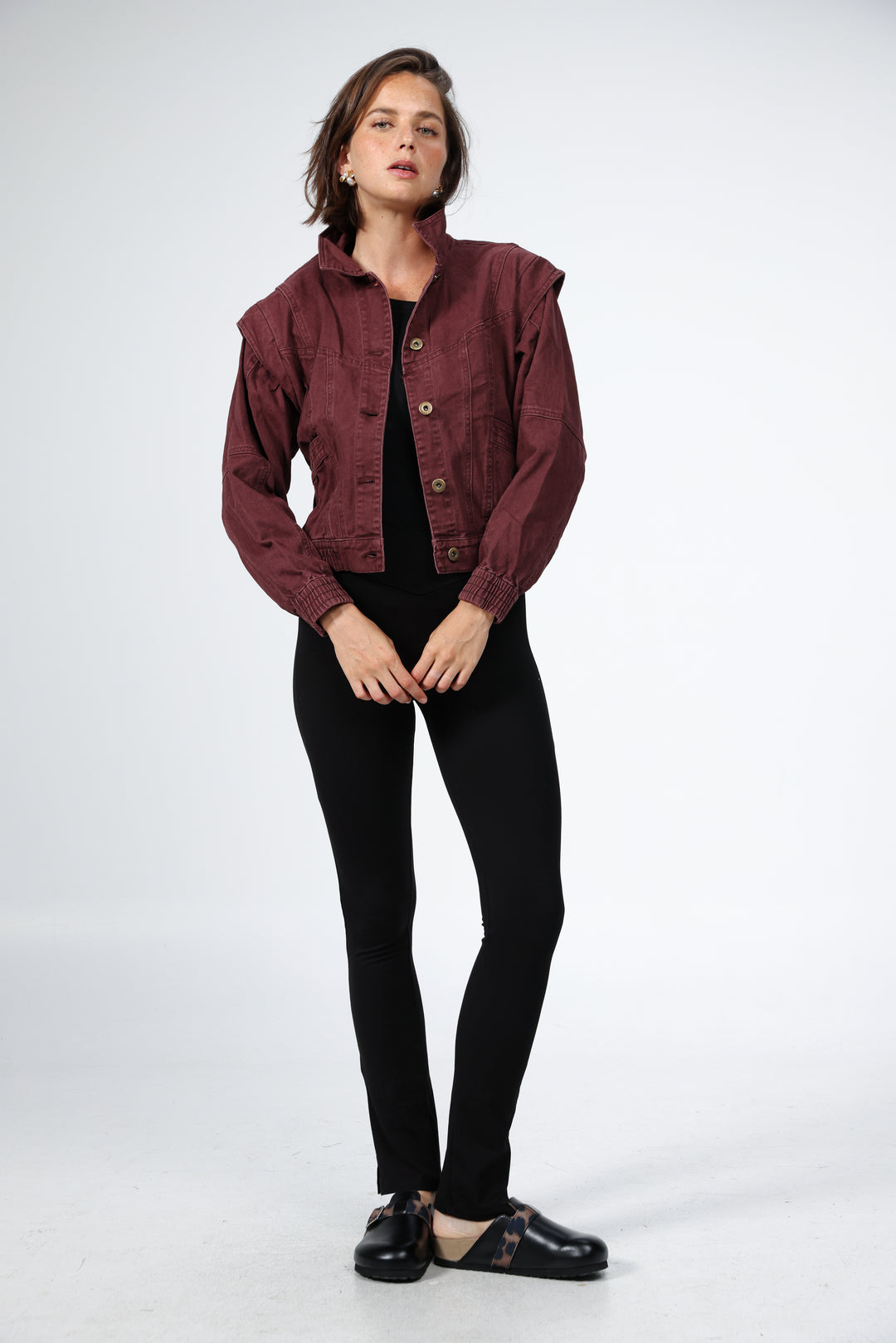 Poetry Wine Denim Jacket ג'קט ג'ינס אדום יין