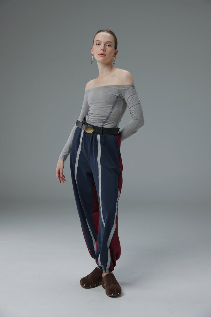 Daniela's Navy/Wine Mix Joggers