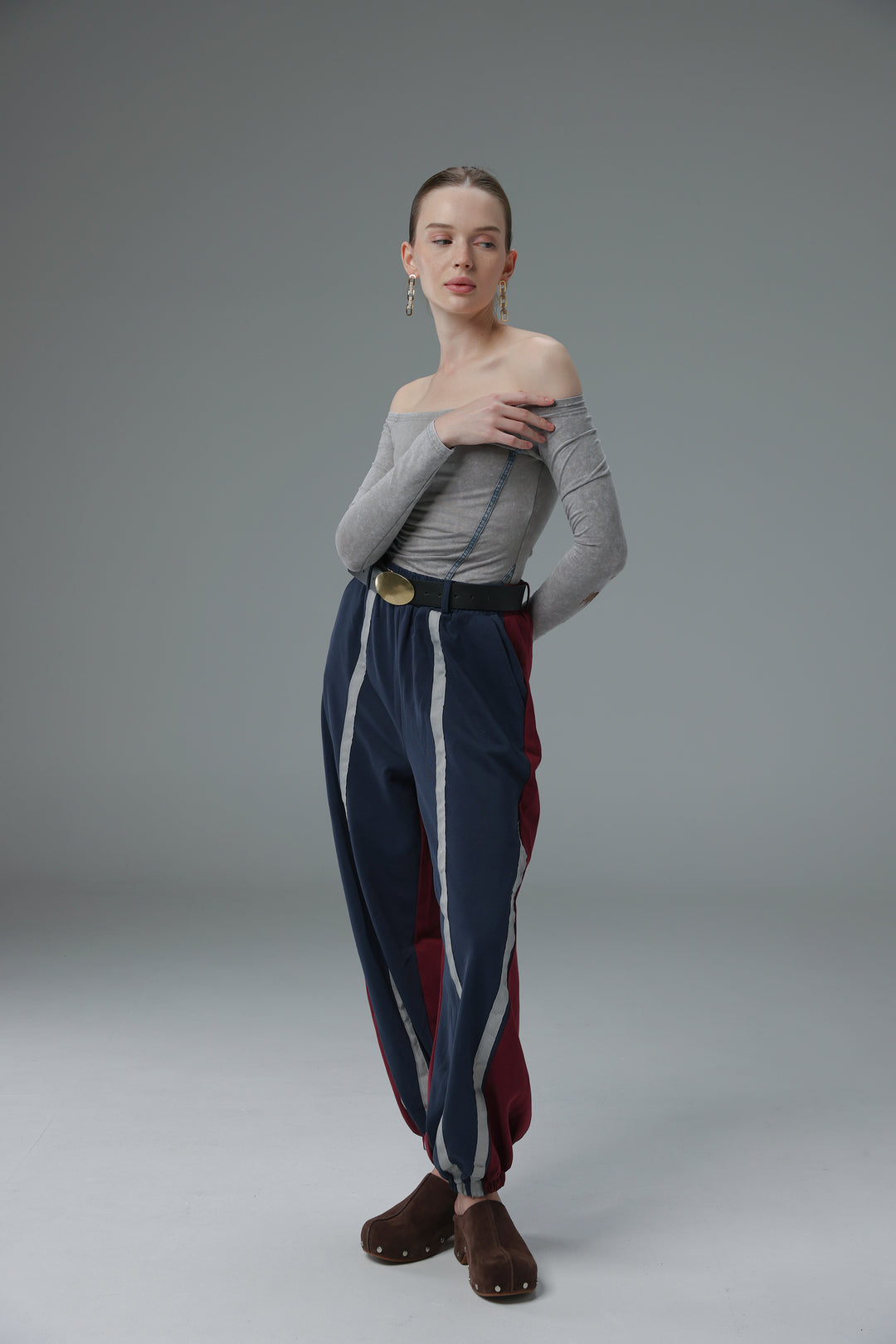 Daniela's Navy/Wine Mix Joggers