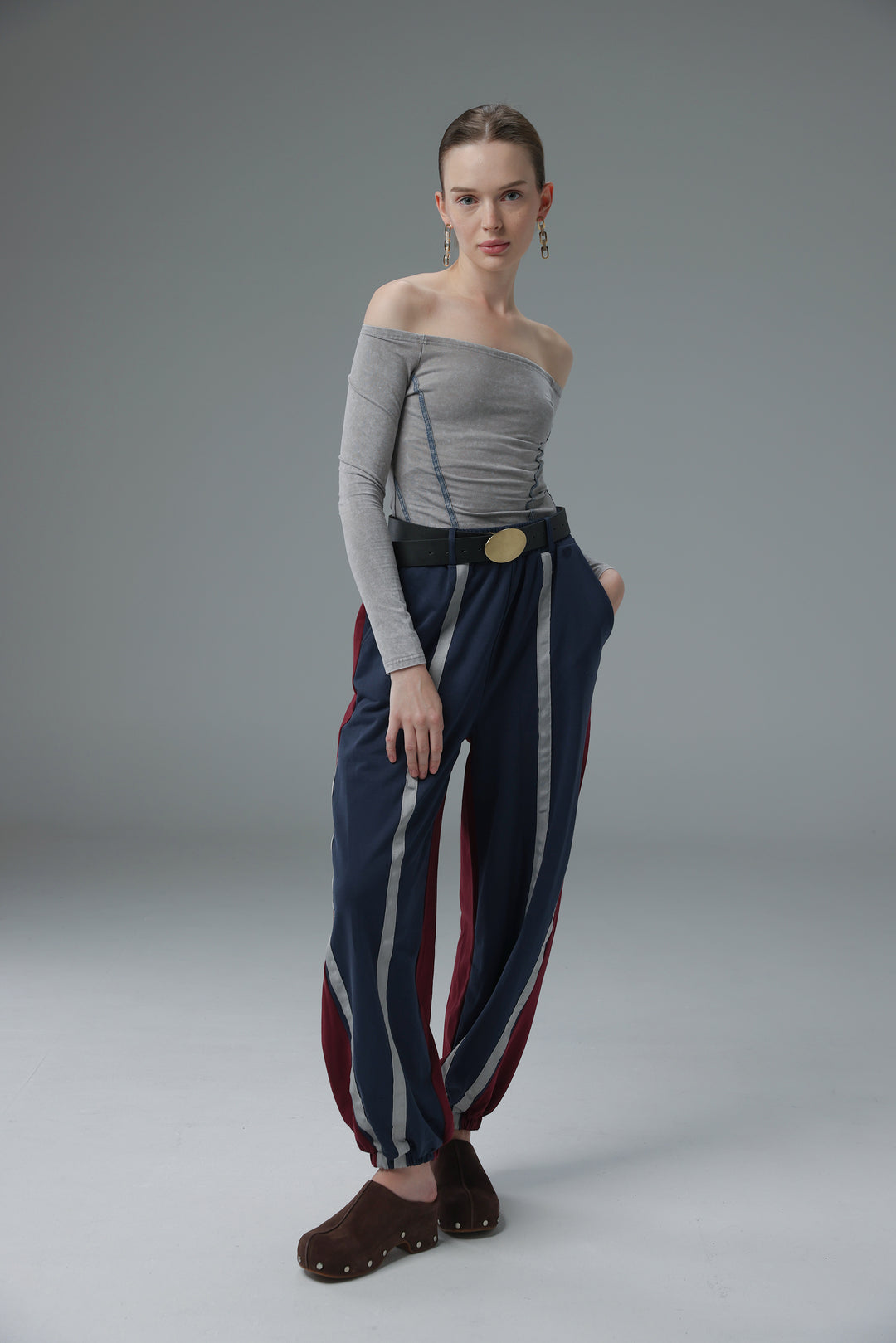 Daniela's Navy/Wine Mix Joggers