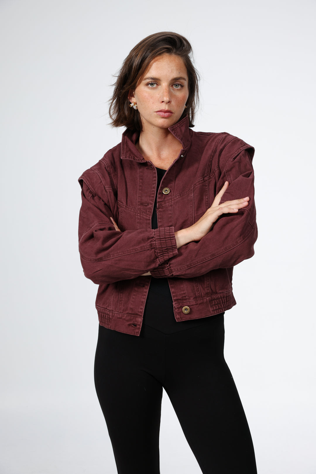 ג'קט אדום לנשים מידה XS Poetry Wine Denim Jacket