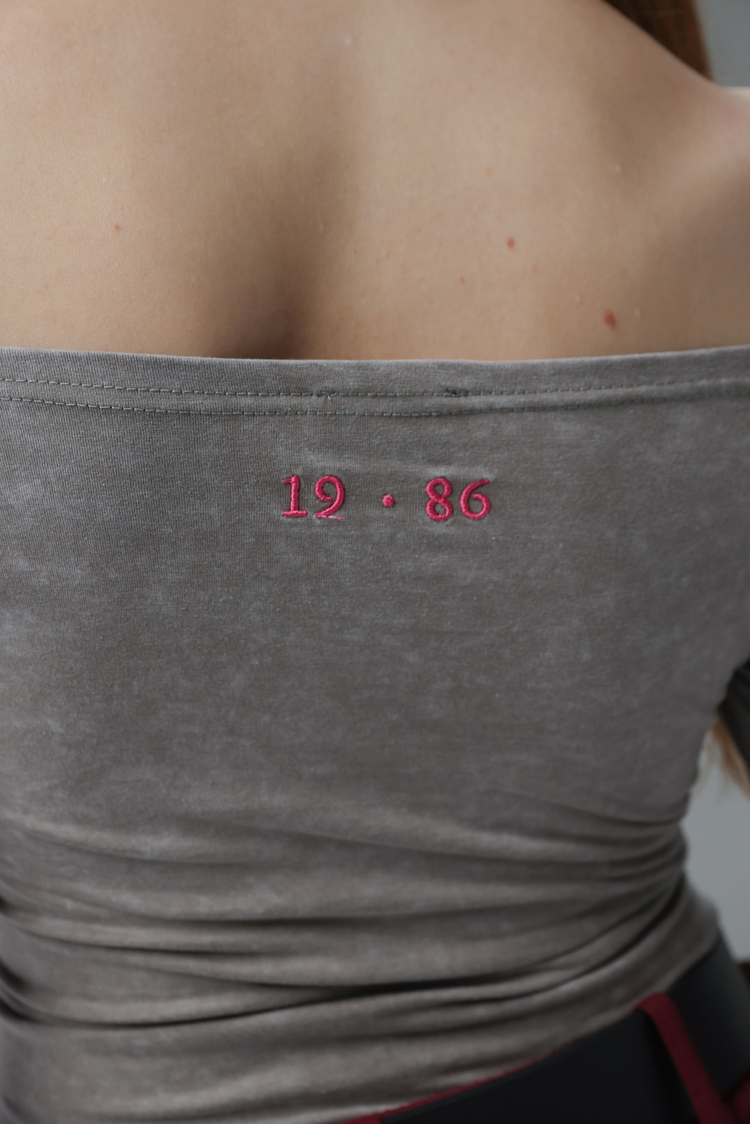 Daniela's Washed Grey Off Shoulder Bodysuit