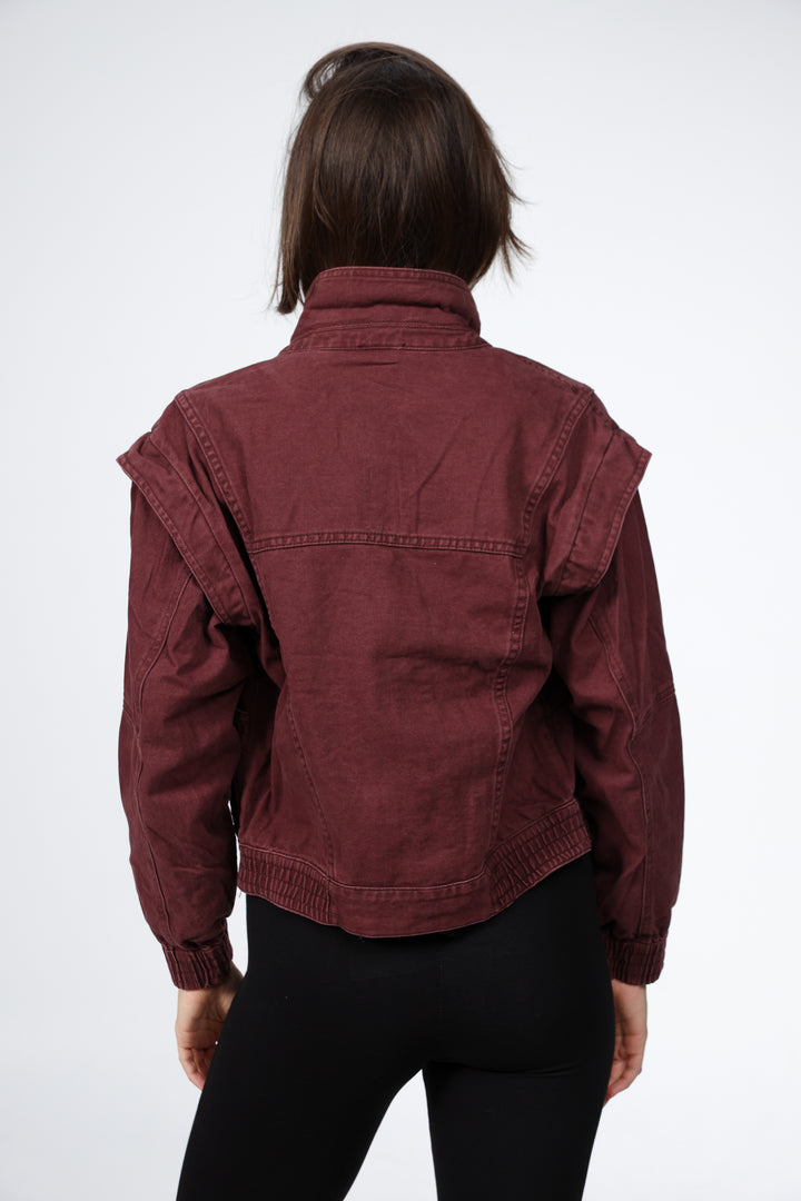 ג'קט אדום עם פריטי כתף מיוחדים Poetry Wine Denim Jacket