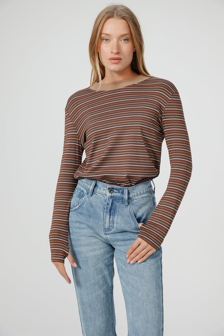 Rebase Brown Striped Shirt