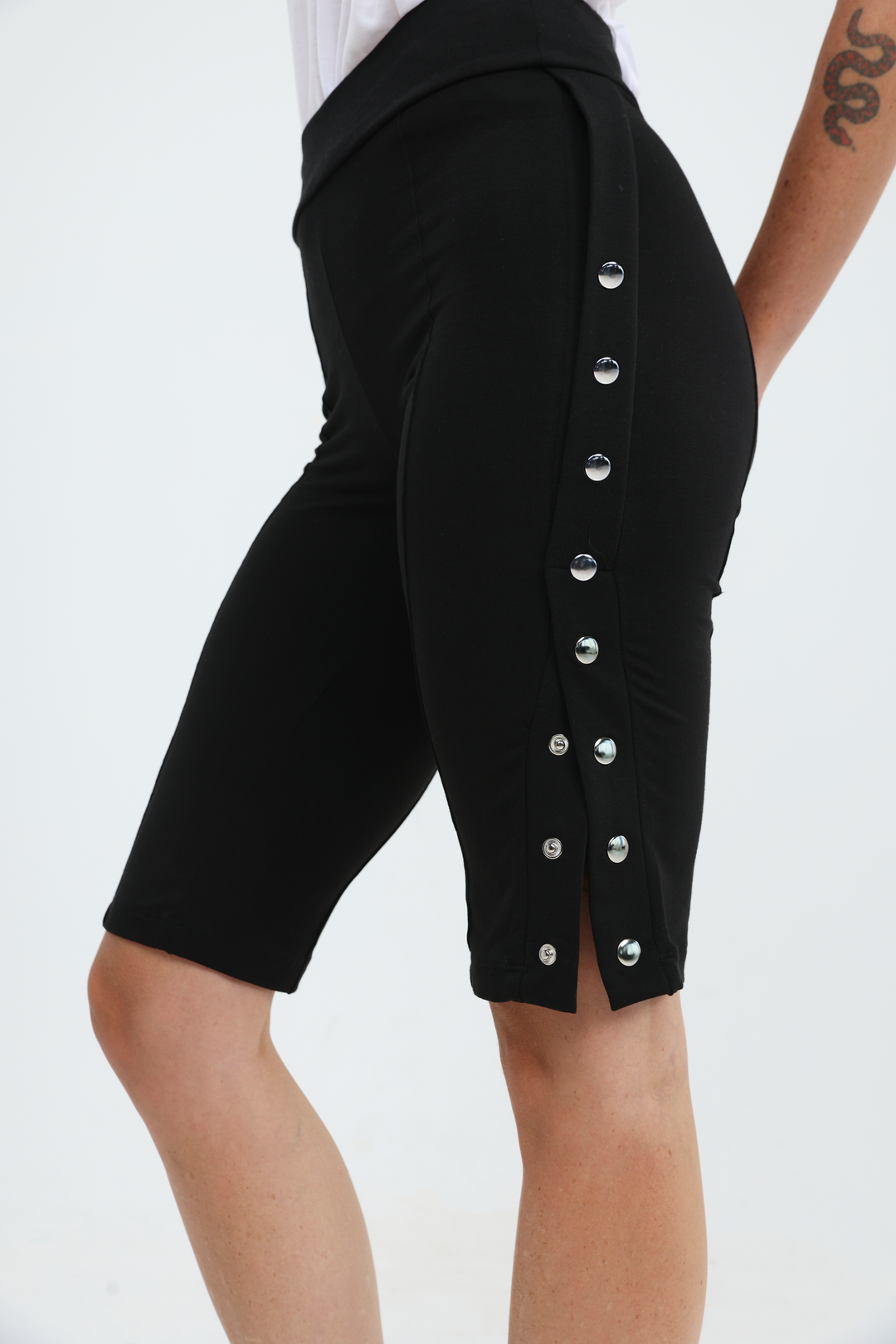 Snaps Black Leggings