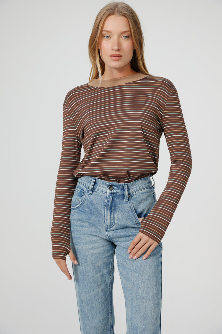 Rebase Brown Striped Shirt