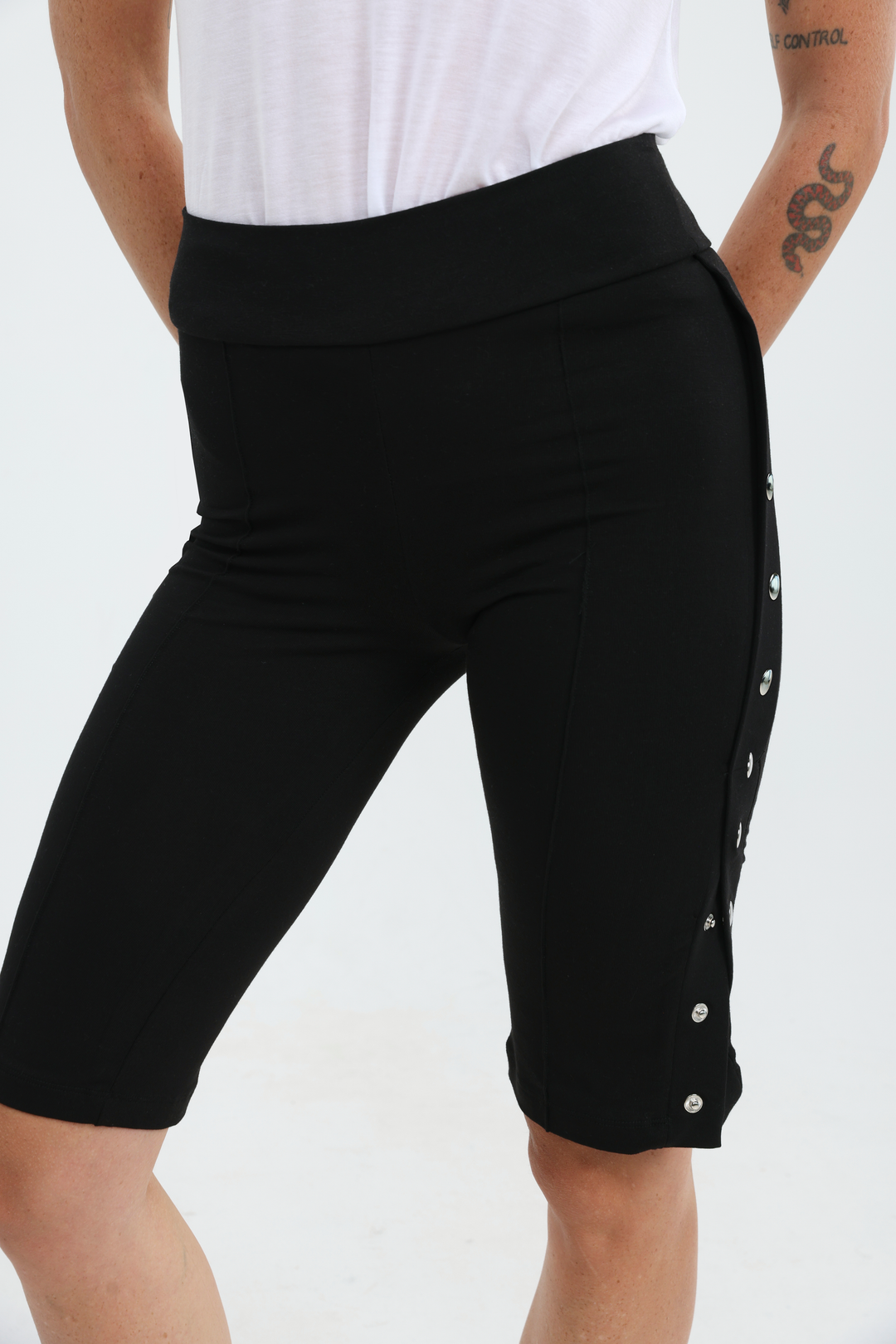 Snaps Black Leggings