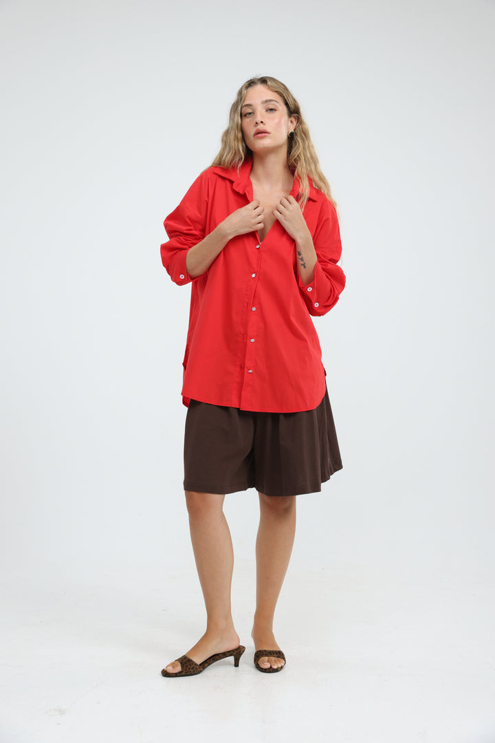 First Thing Red Buttoned Shirt