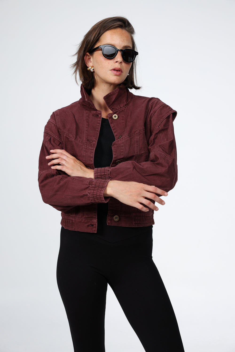Poetry Wine Denim Jacket ז'קט ג'ינס בצבע יין אדום פואטי לנשים