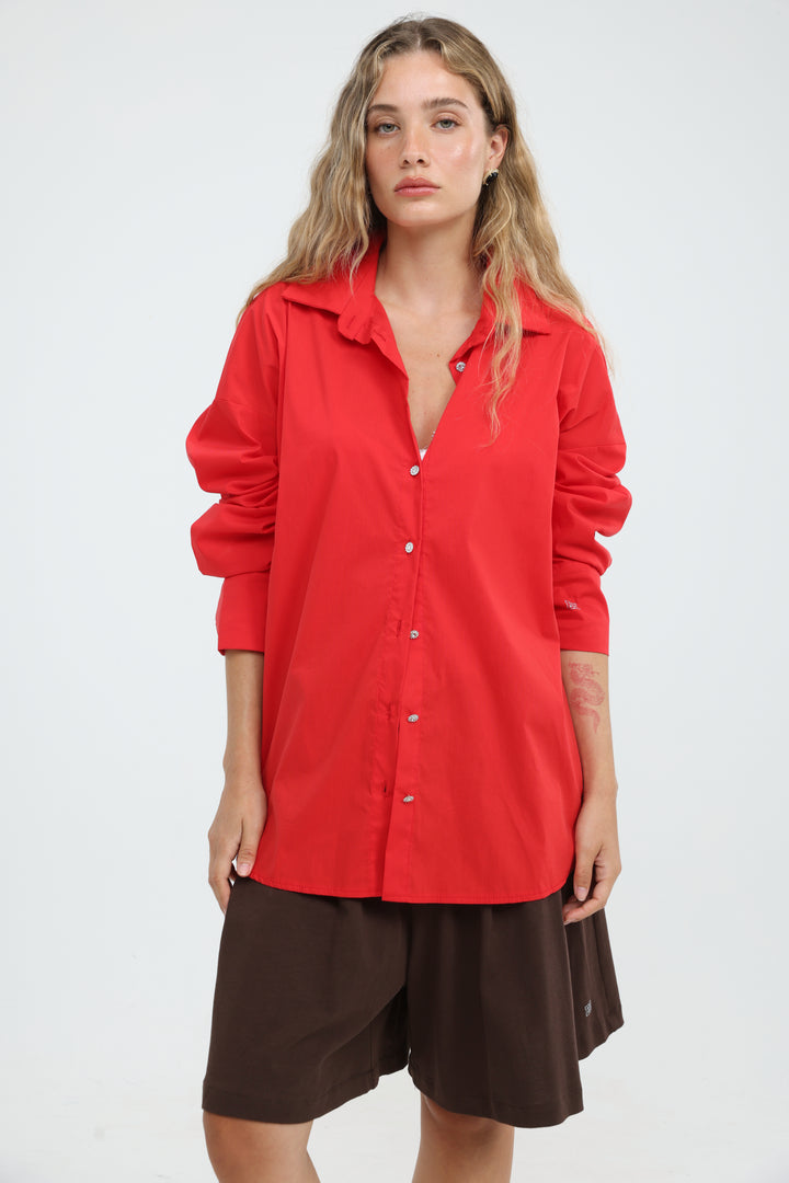 First Thing Red Buttoned Shirt