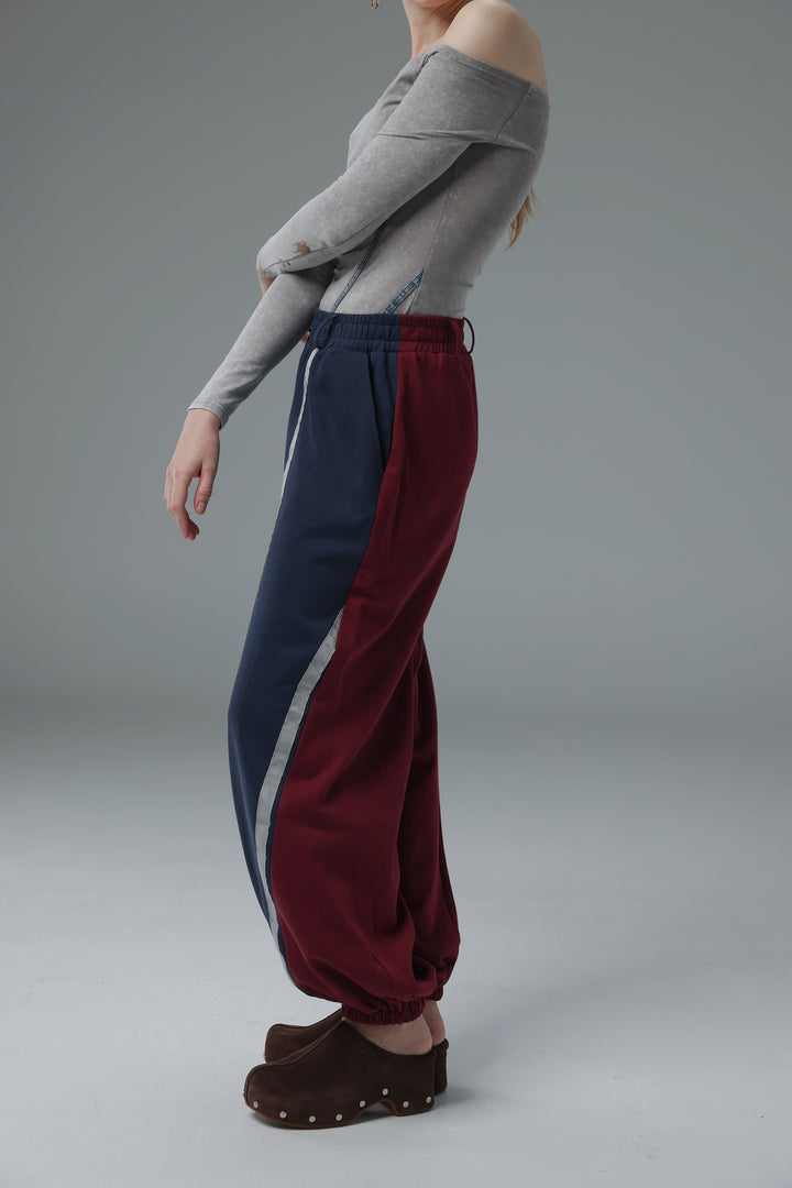 Daniela's Navy/Wine Mix Joggers