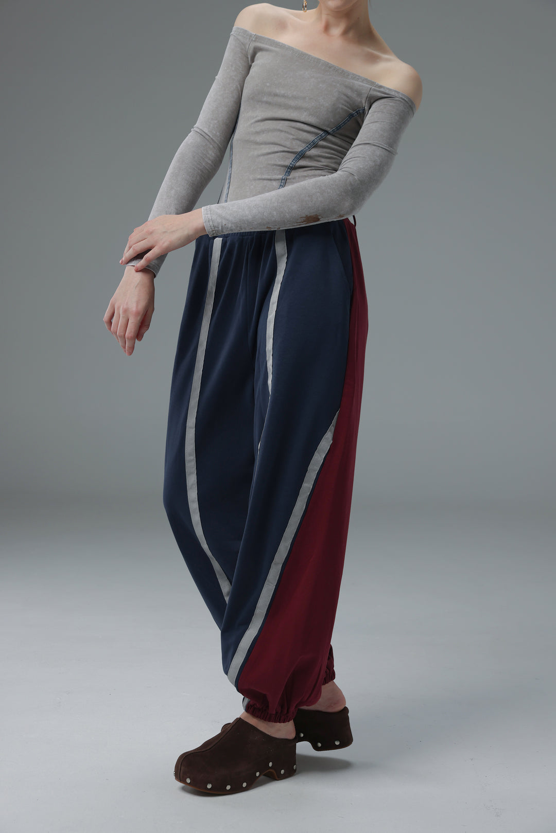 Daniela's Navy/Wine Mix Joggers