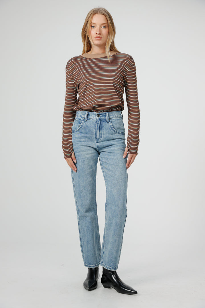 Rebase Brown Striped Shirt