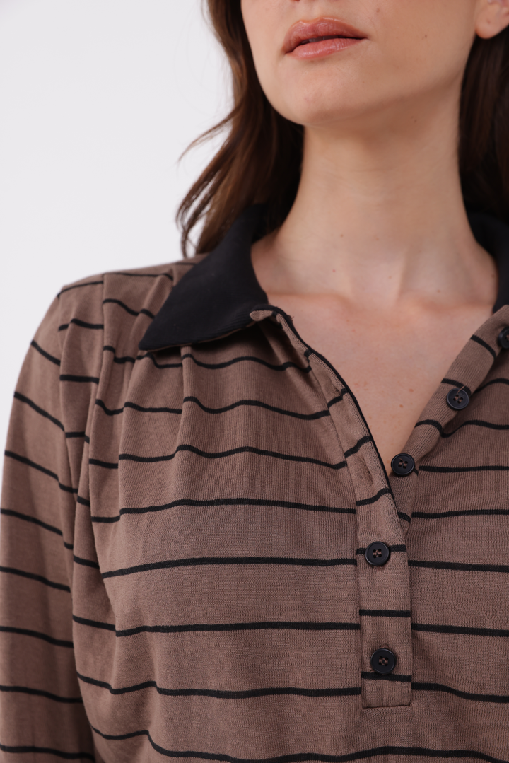 Poenta Brown Striped Polo