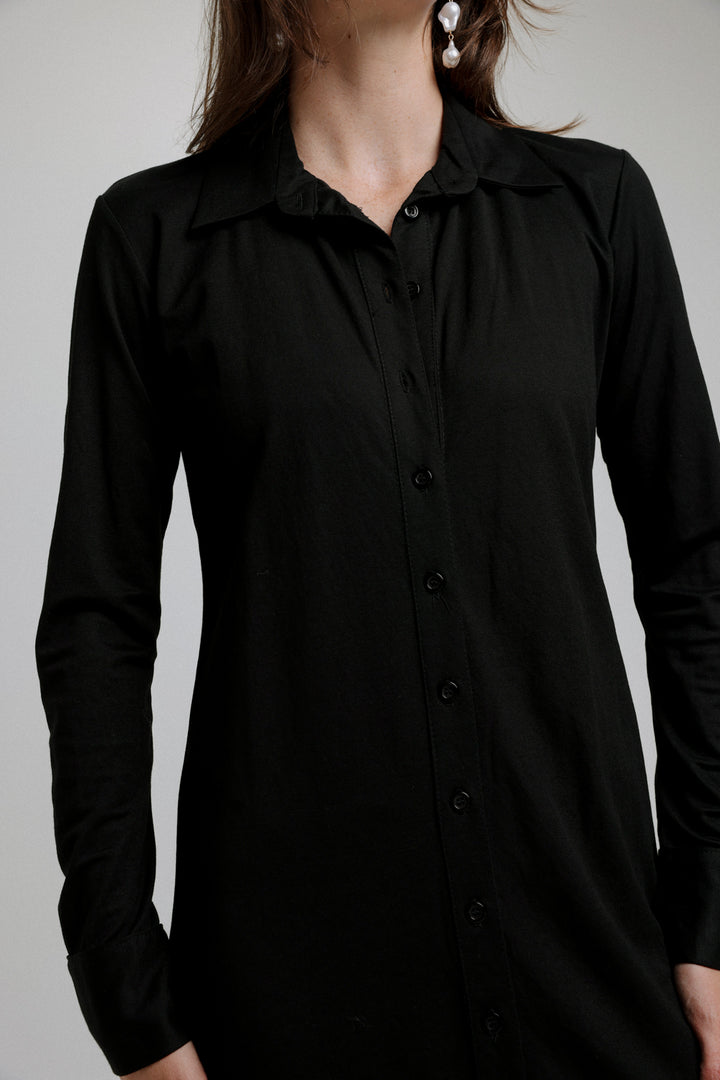 Black Buttoned Polo Dress