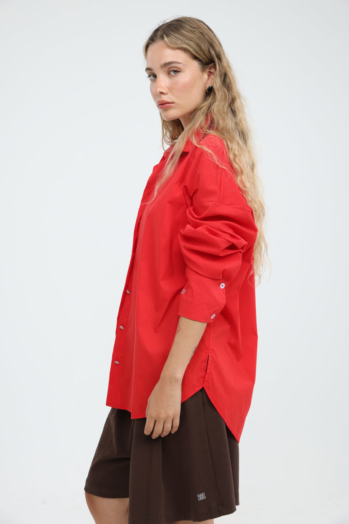First Thing Red Buttoned Shirt