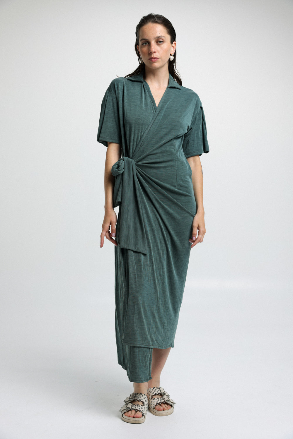 שמלה ירוקה דגם Short Wrap Green Dress