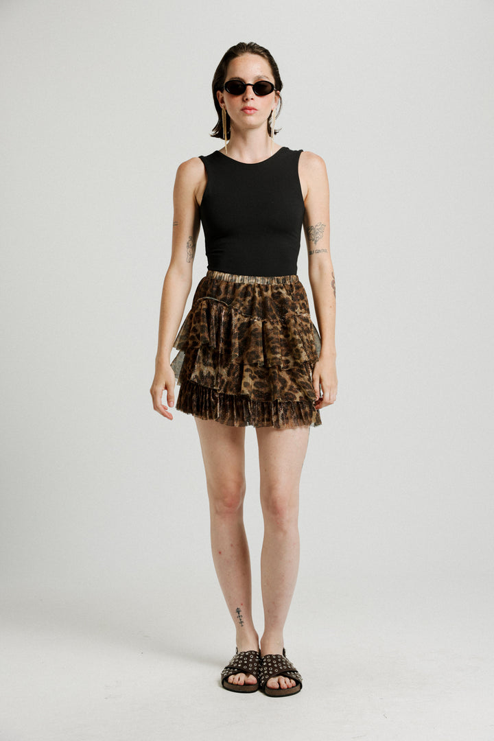 Peplum Leopard Mini Skirt