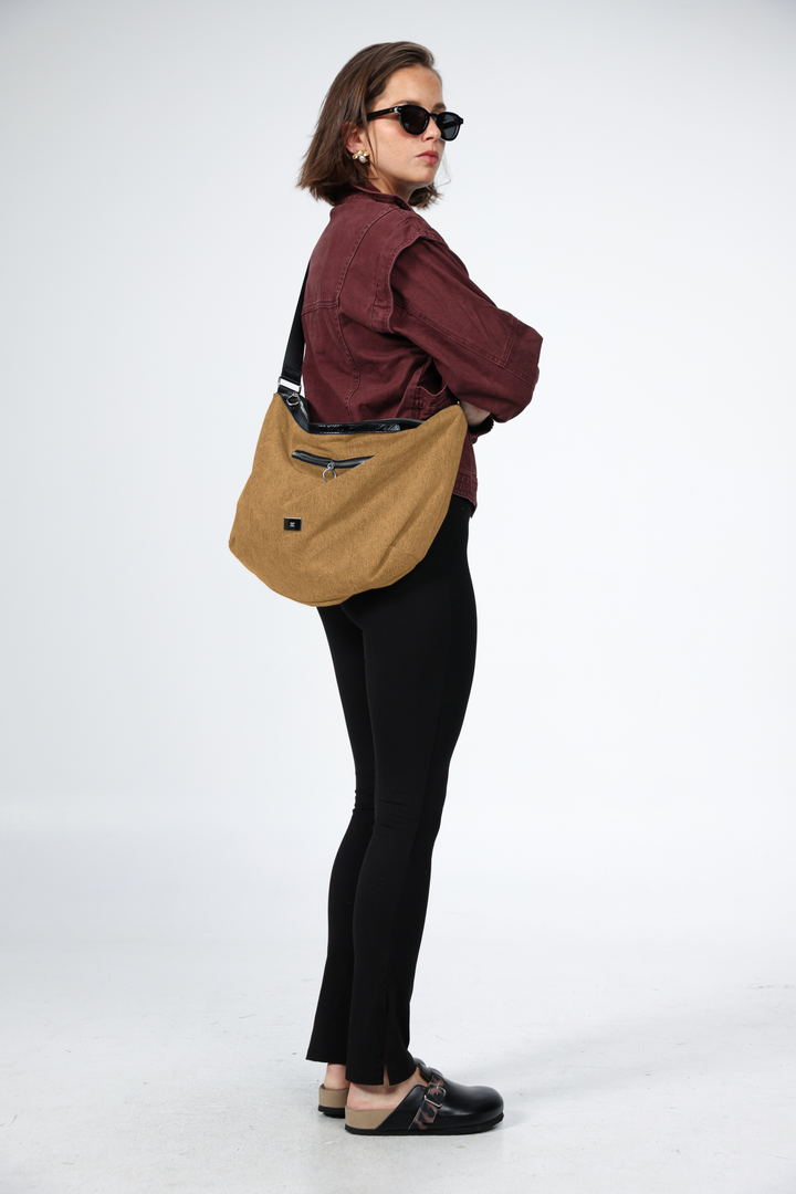 תיק כותנה חום עם רצועה מתכווננת Rock Camel Bag 
