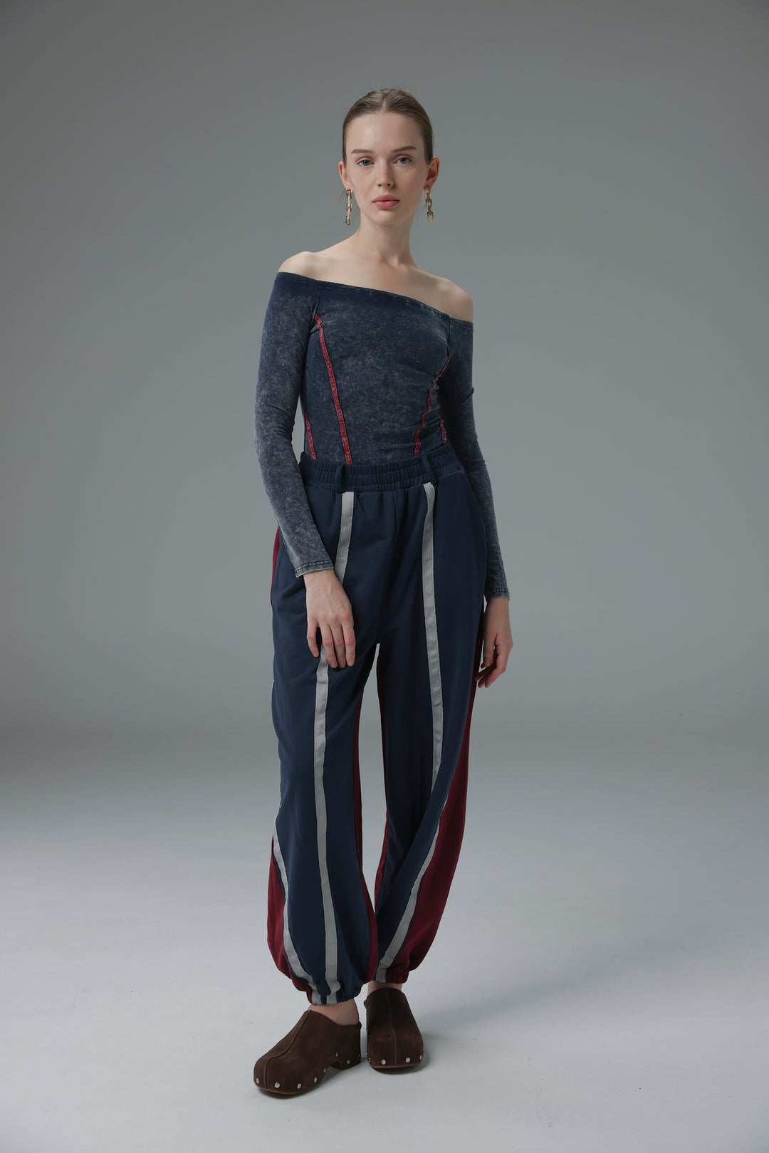 Daniela's Navy/Wine Mix Joggers
