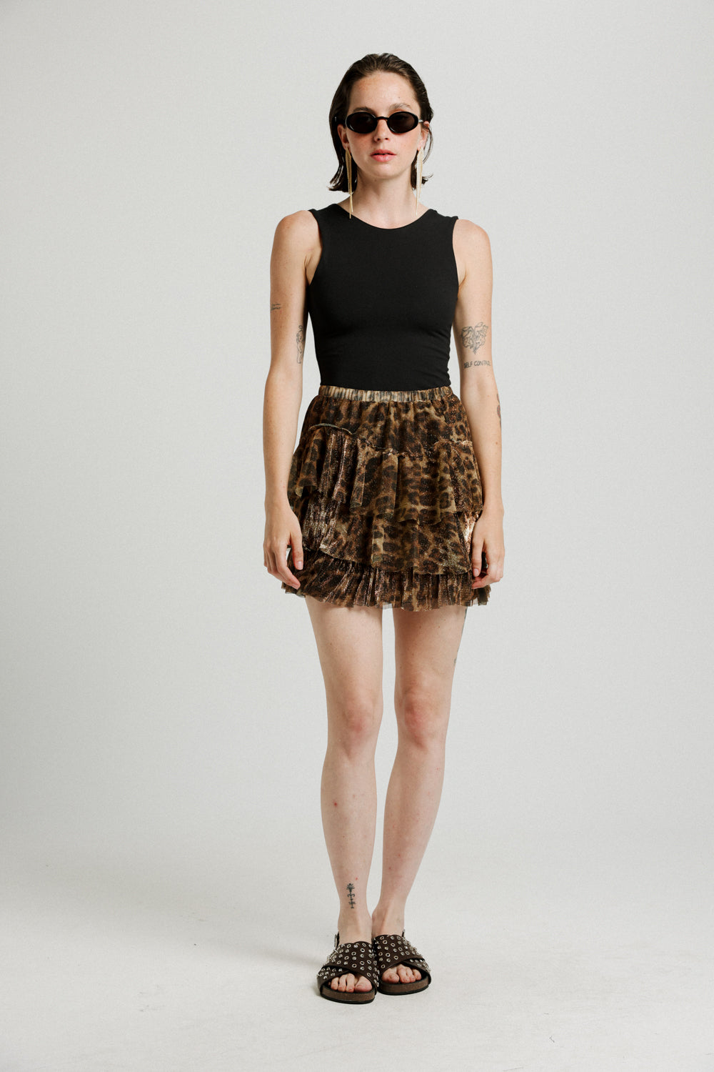 Peplum Leopard Mini Skirt