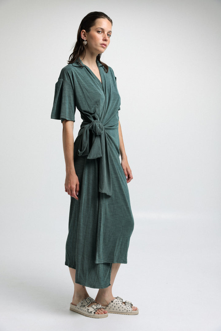 שמלה ירוקה לאירוע Short Wrap Green Dress