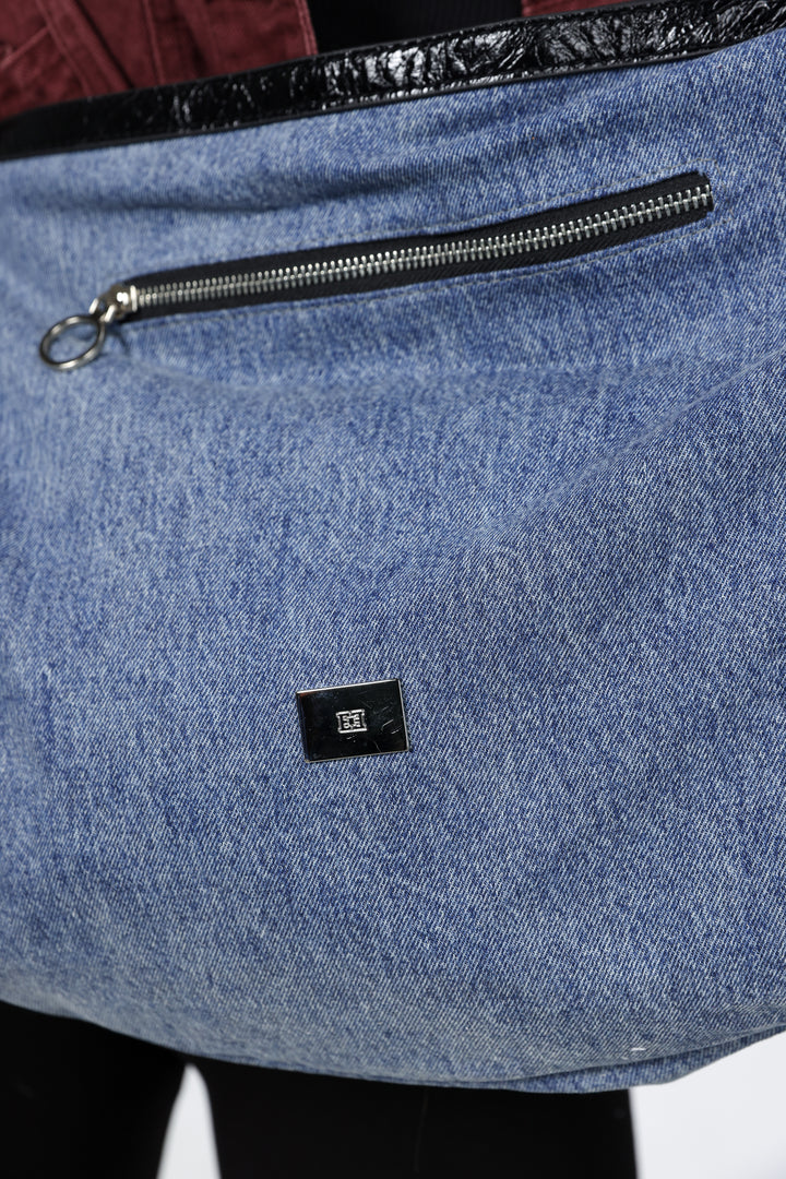 תיק צד כותנה בצבע ג'ינס Rock Denim Bag 