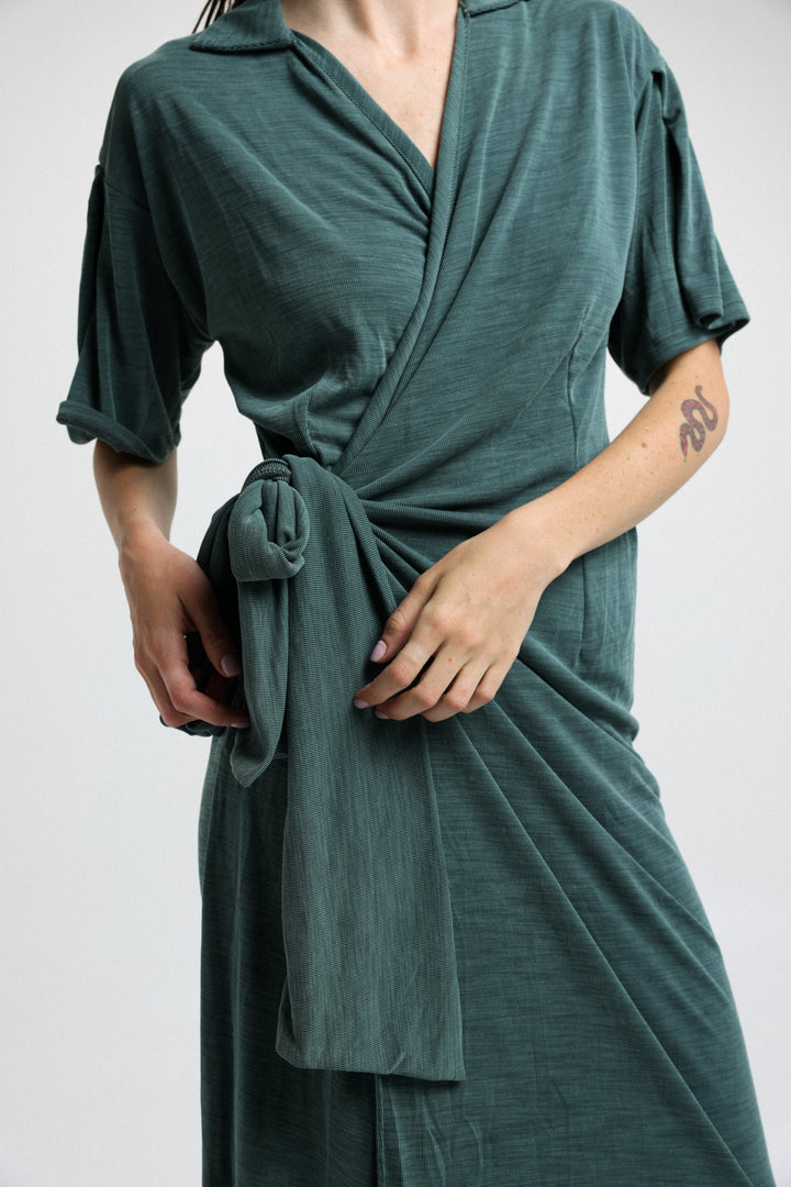 שמלה ירוקה Short Wrap Green Dress קצרה 