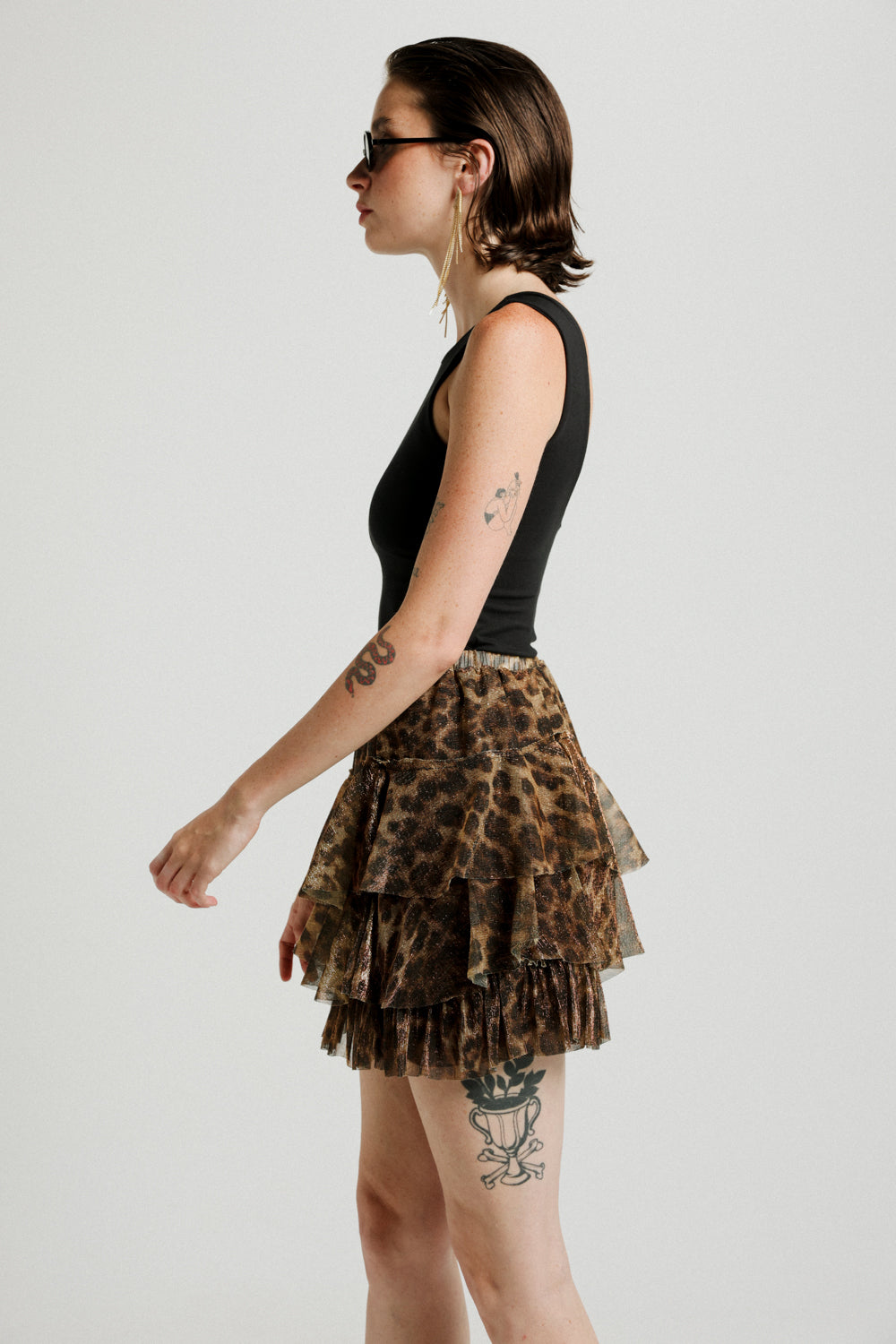 Peplum Leopard Mini Skirt