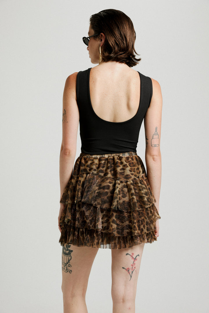 Peplum Leopard Mini Skirt