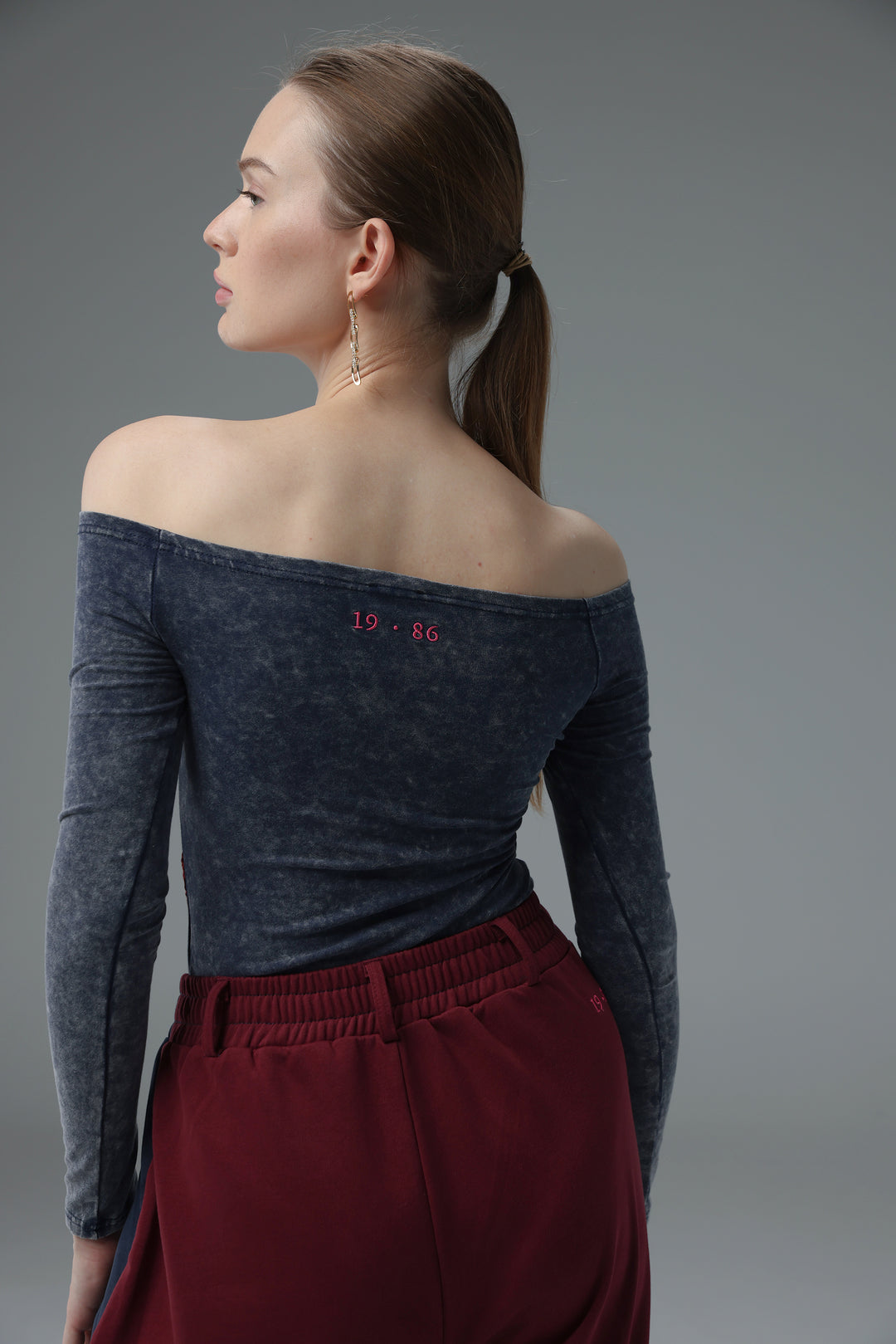 Daniela's Washed Blue Off Shoulder Bodysuit