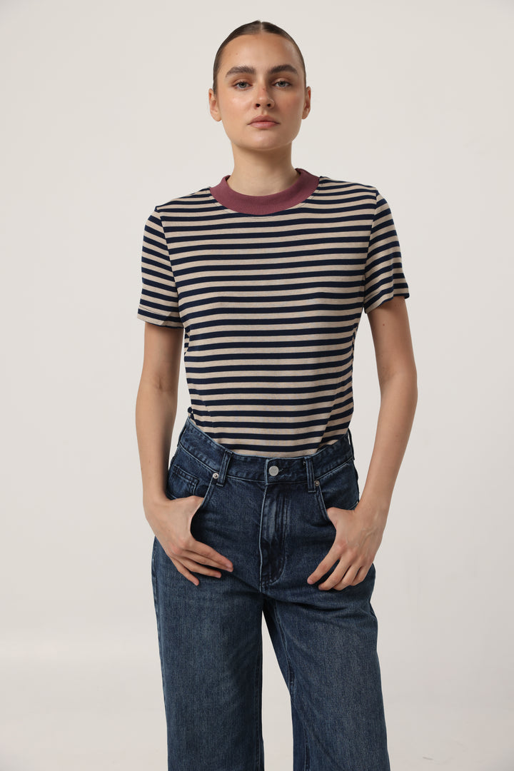 Rebasically Navy Stripes T-Shirt