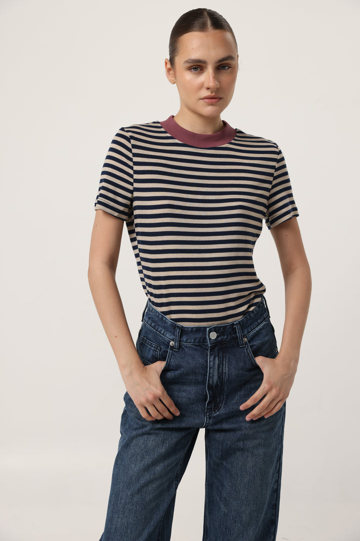 Rebasically Navy Stripes T-Shirt