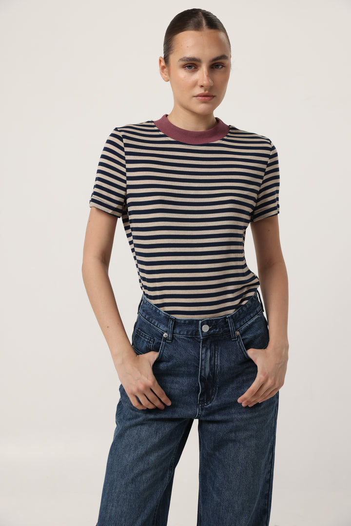 Rebasically Navy Stripes T-Shirt