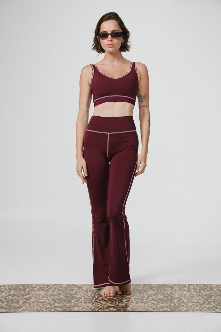 Hershko Wine Flared Leggings