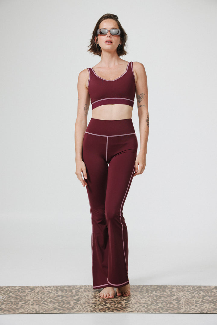 Hershko Wine Flared Leggings