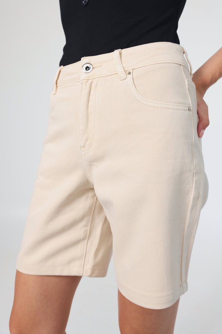 Star 489 Cream Boyfriend Shorts