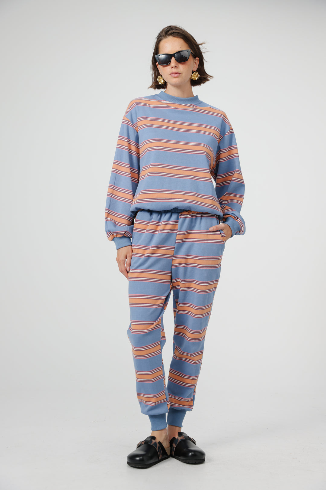 Bestie Blue Striped Sweatshirt