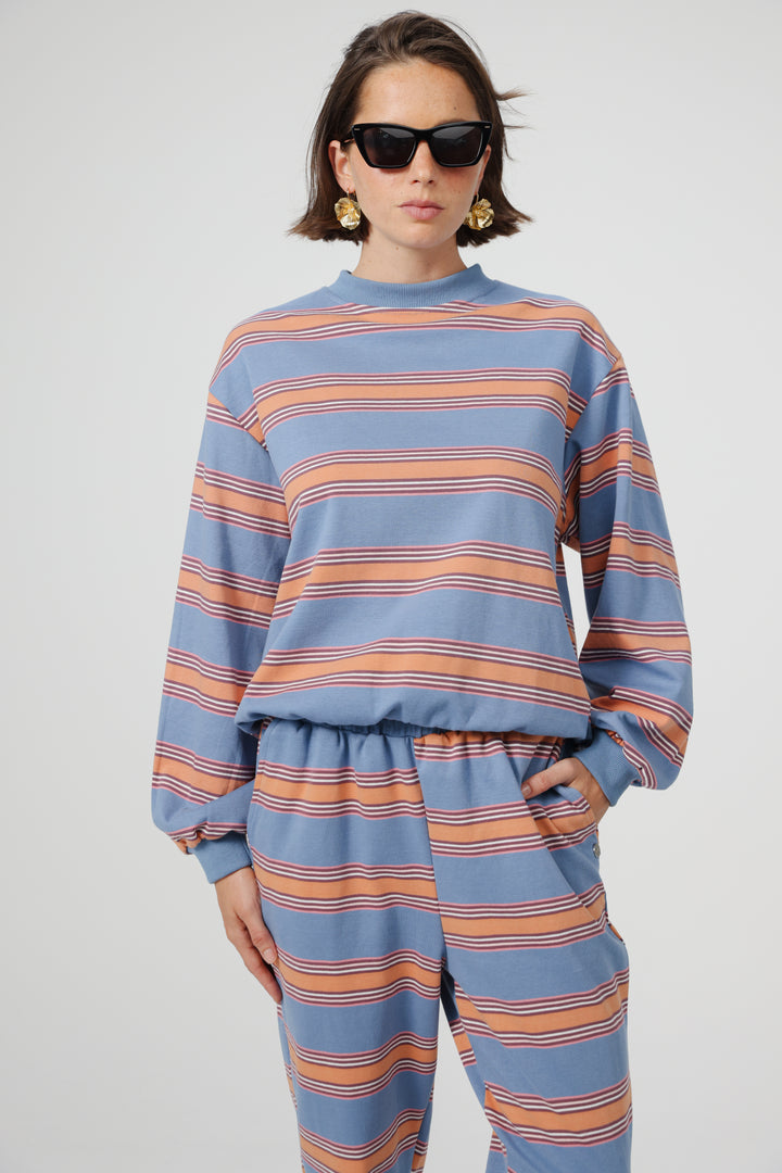 Bestie Blue Striped Sweatshirt