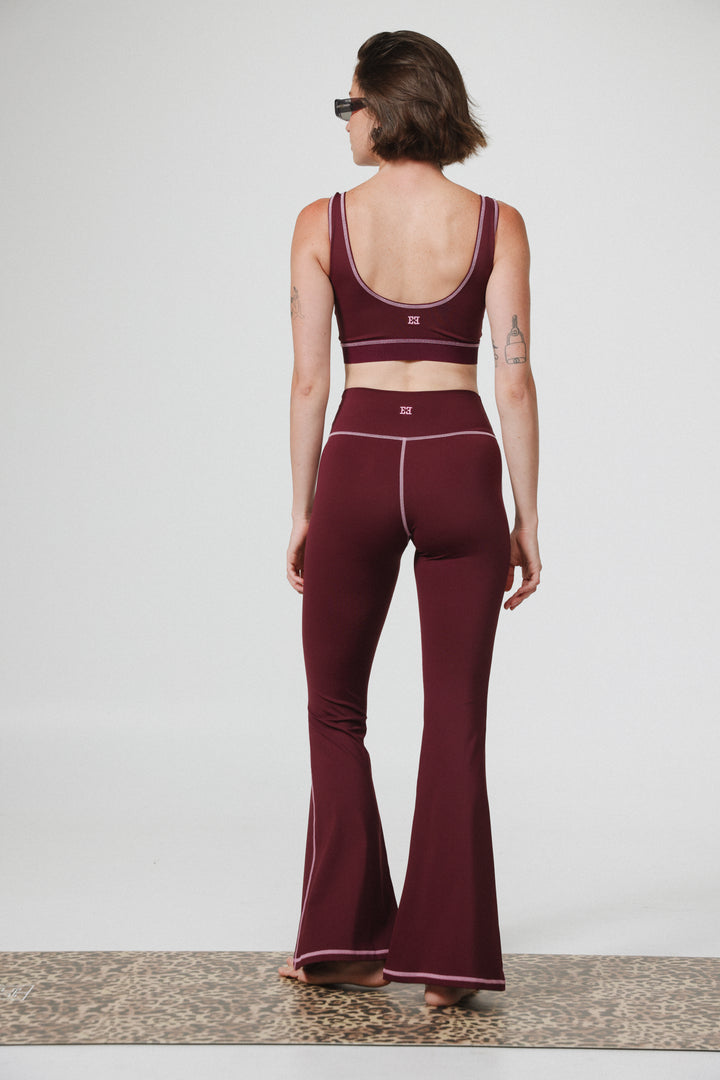 Hershko Wine Flared Leggings
