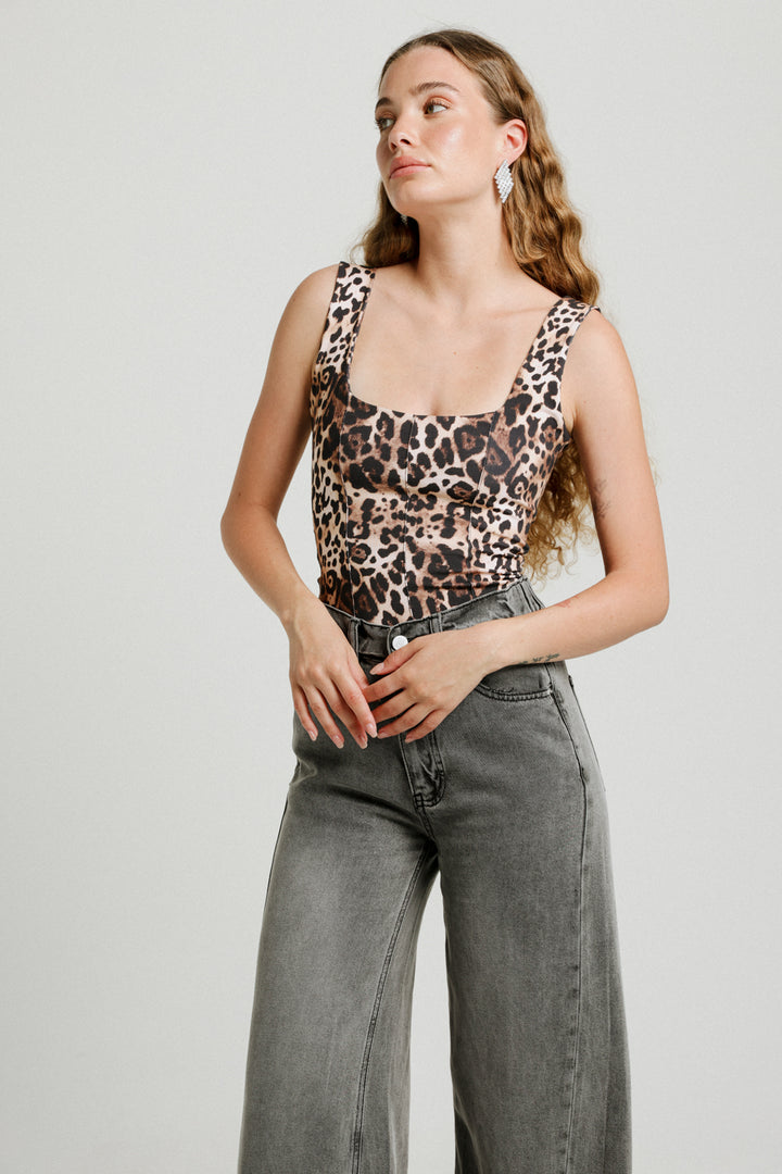 Corset Leopard Tank