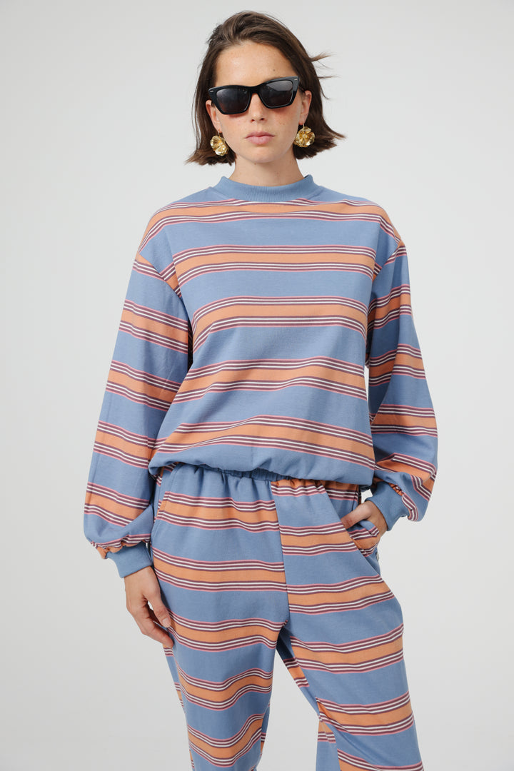 Bestie Blue Striped Sweatshirt