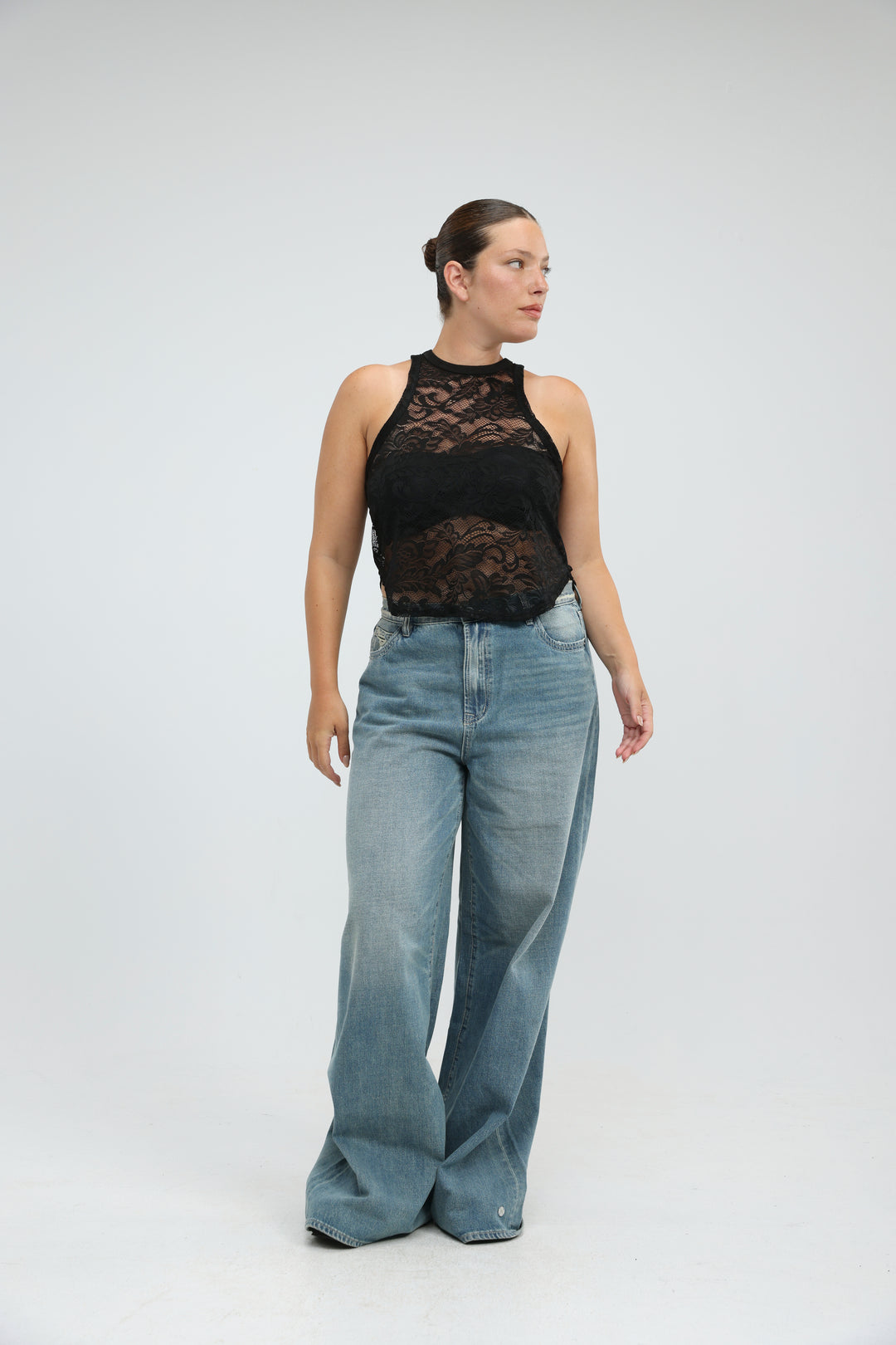 High Neck Black Lace Tank