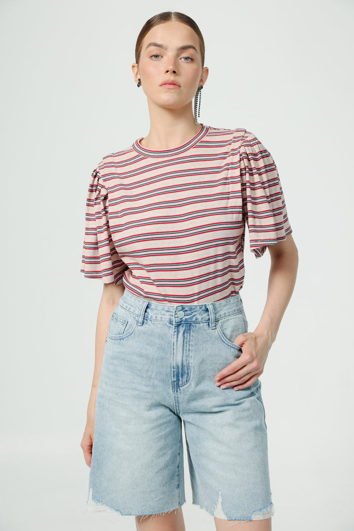 First Beige Stripes T-Shirt