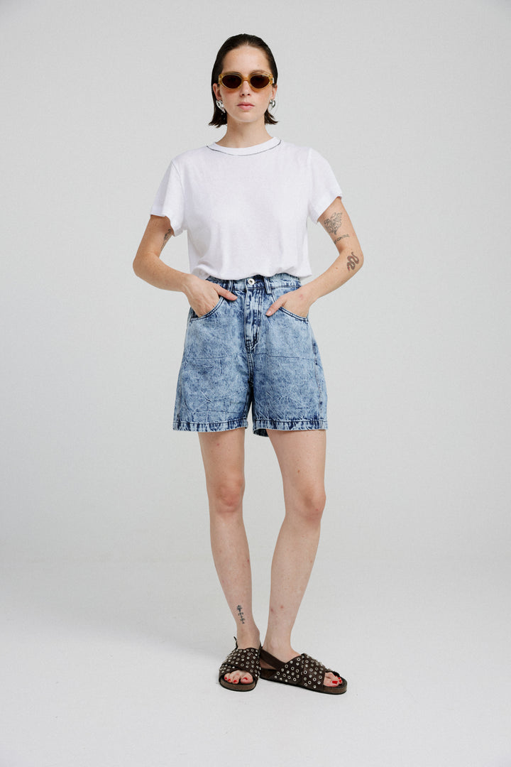 Guri Short Washed Blue Denim Bottoms