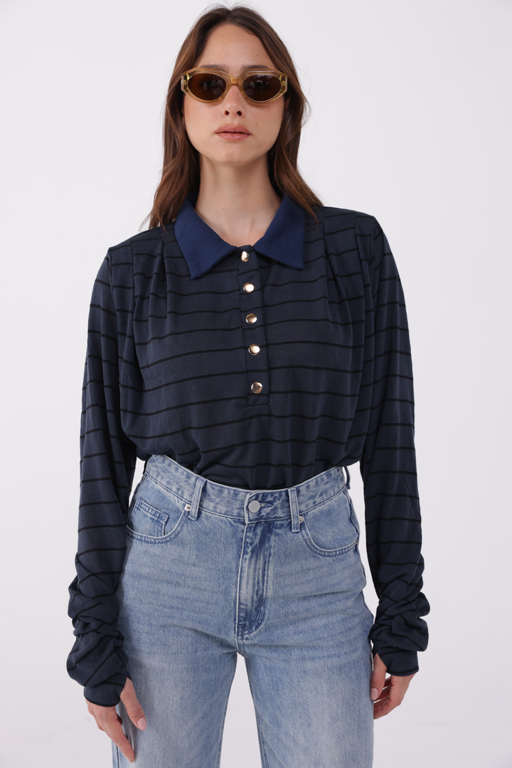 Poenta Navy Striped Polo