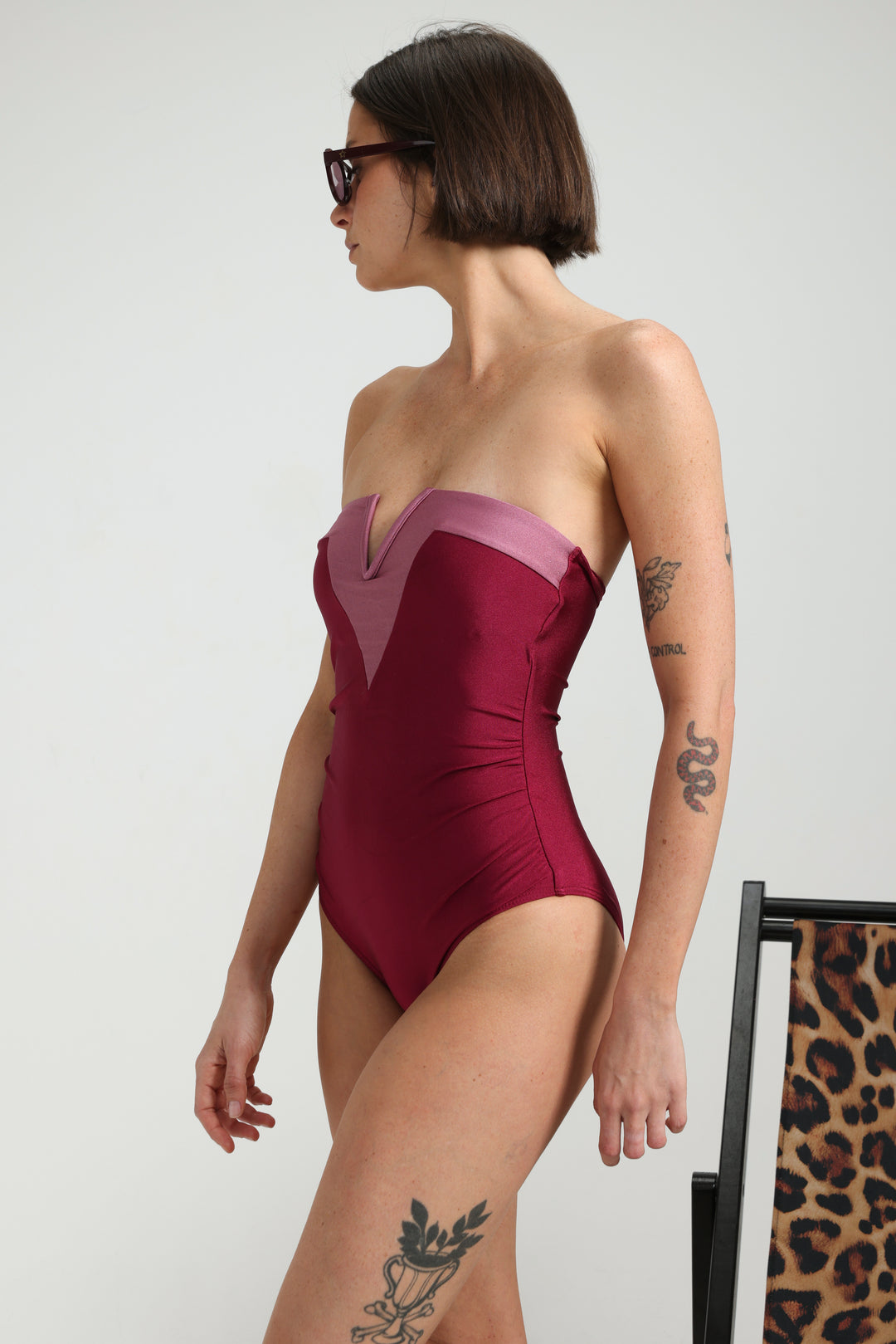 Impressionism Wine/Pink Swimsuit
